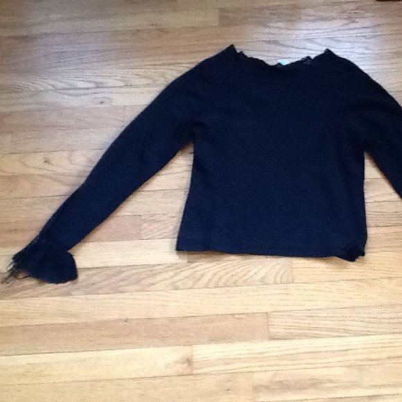 Black High-Waisted Sweater with Crochet Detail - Picture 3 of 3
